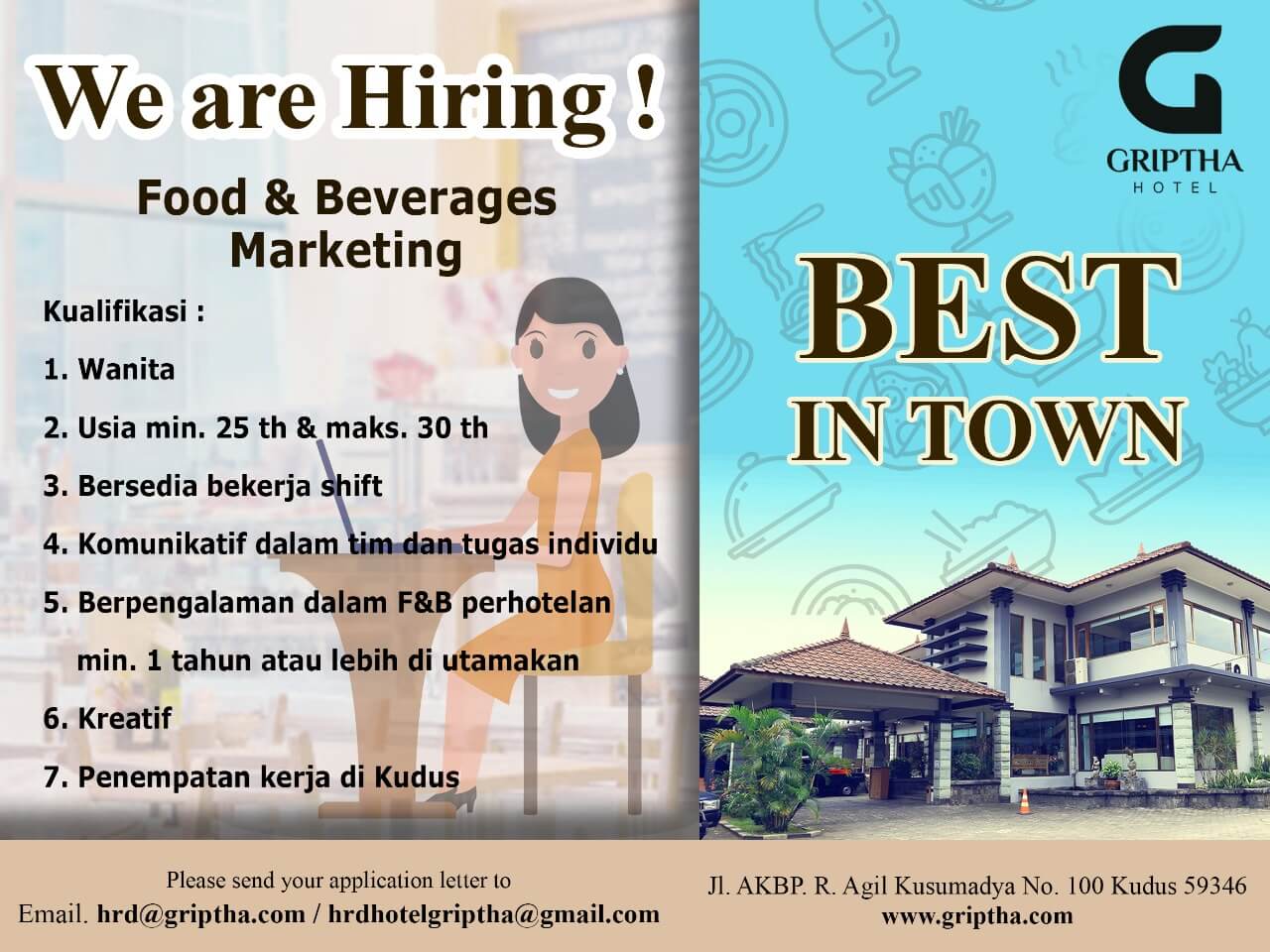 Hotel Griptha Kudus - HHRMA Hotel Job Vacancy Indonesia
