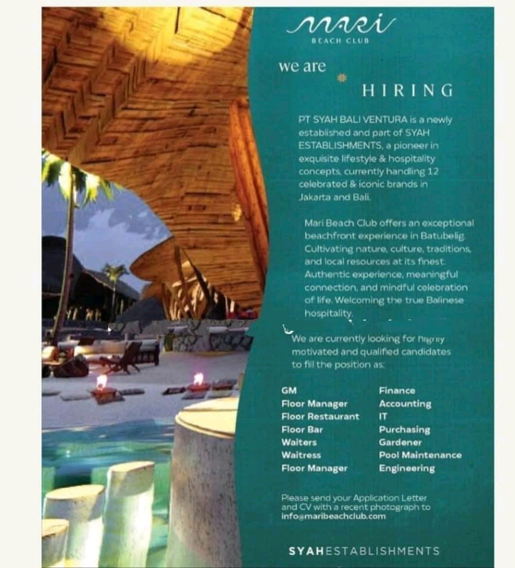 Mari Beach Club - HHRMA Hotel Job Vacancy Indonesia